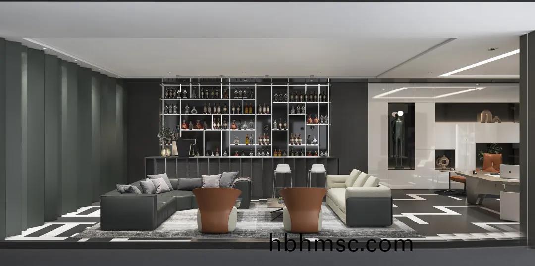 辦(ban)公傢(jia)具展(zhan)廳的總裁會(hui)客區(qu)